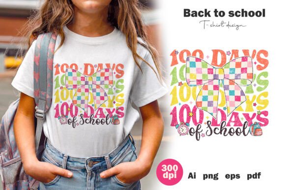 100 Days Colorful Checkered Coquette PNG: A Vibrant Design for Back to School and Beyond