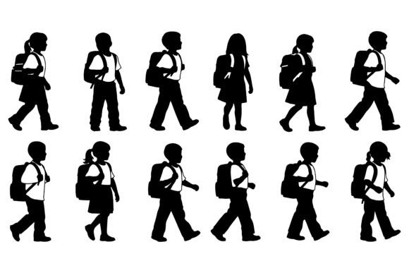 Diverse Group of Children Walking: A Visual Resource for Modern Education and Design