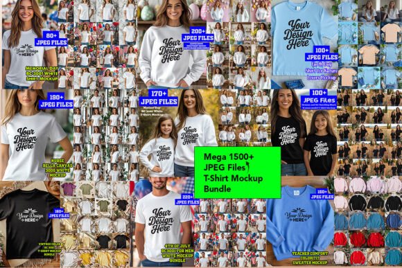 Mega Holidays T-Shirt Mockup Bundle 1500: The Ultimate Tool for Seasonal Design Success